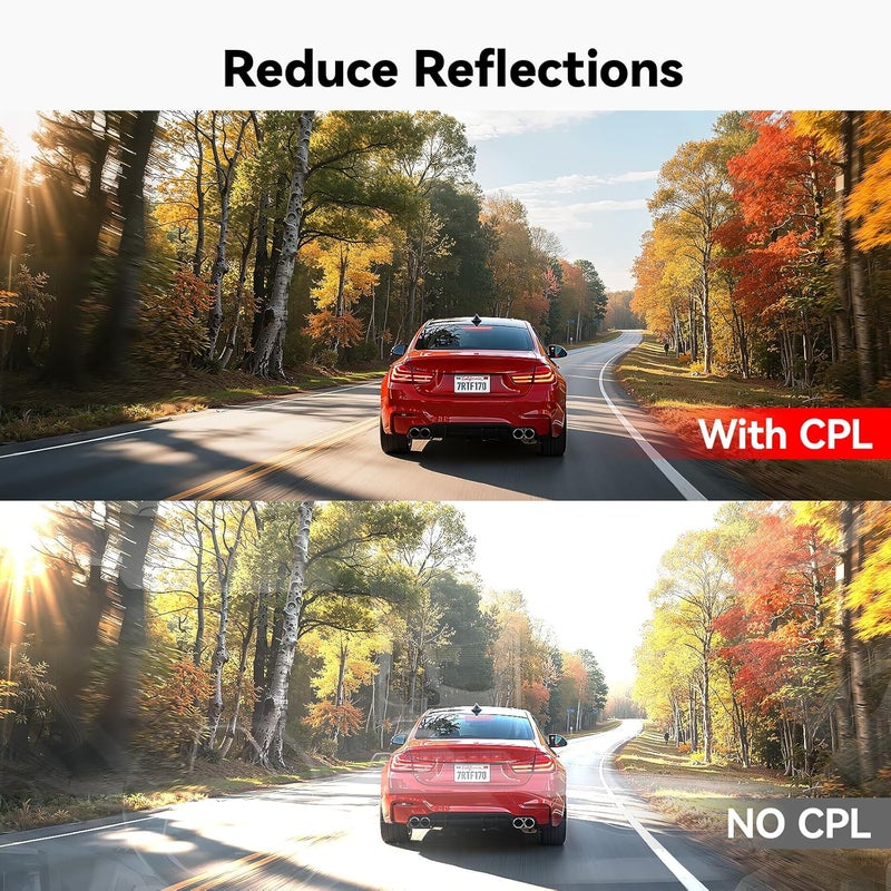 REDTIGER F17 Circular Polarizing Lens, CPL Filter for Dash Cam, Lens Protection for F17, Effect Filters Support F17, Reduce Glare & Reflection(Not Compatible with F7N/F17 Elite/F17 PLUS/F9/F4) - Image 2